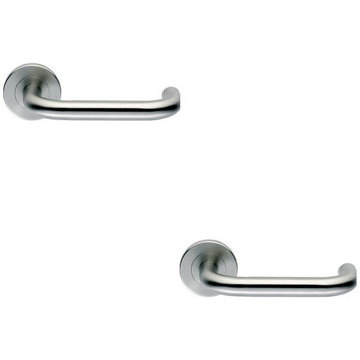 2 PACK Premium Door Handle Set Grade 316 Satin Steel Safety Bar Lever Round Rose