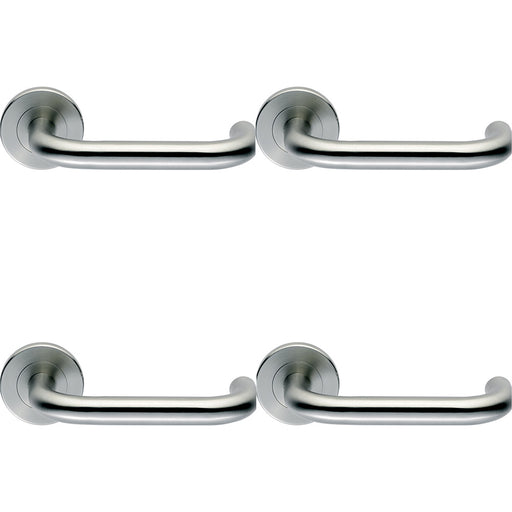 4 PACK Premium Door Handle Set Grade 316 Satin Steel Safety Bar Lever Round Rose