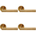 4x PAIR Knurled Round Bar Door Handle On Round Rose Concealed Fix Satin Brass