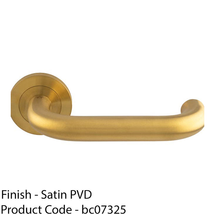 PAIR Round Bar Safety Door Handle Concealed Fix Round Rose Satin Brass PVD 1