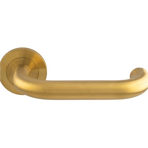 PAIR Round Bar Safety Door Handle Concealed Fix Round Rose Satin Brass PVD