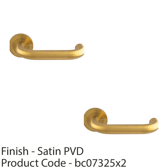 2x PAIR Round Bar Safety Door Handle Concealed Fix Round Rose Satin Brass PVD 1