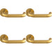 4x PAIR Round Bar Safety Door Handle Concealed Fix Round Rose Satin Brass PVD