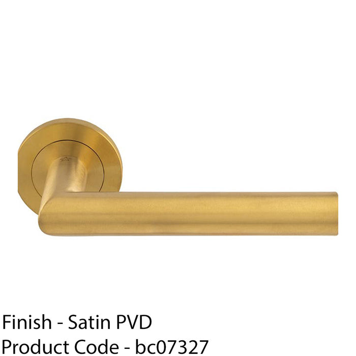 PAIR Mitred Round Bar Door Handle Ringed Design Conceled Fix Satin Brass 1