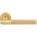 Luxury Knurled Door Handle Set - Satin Brass Angled Lever On Round Rose