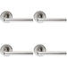 4x PAIR Rounded Straight Bar Door Handle Concealed Fix Round Rose Satin Chrome