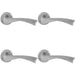 4 PACK PAIR Angular Twisted Door Handle On Round Rose Concealed Fix Satin Chrome