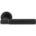 Premium Reeded Lines Door Handle Set - Matt Black Designer Lever Round Rose