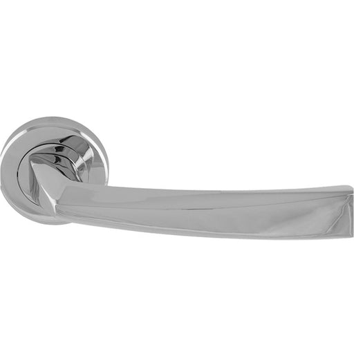 Premium Geometric Slim Door Handle Set Polished Chrome Designer Lever Round Rose