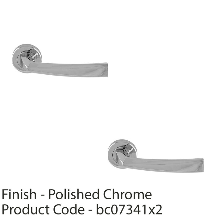 2 PACK Premium Geometric Slim Door Handle Set Polished Chrome Lever Round Rose 1