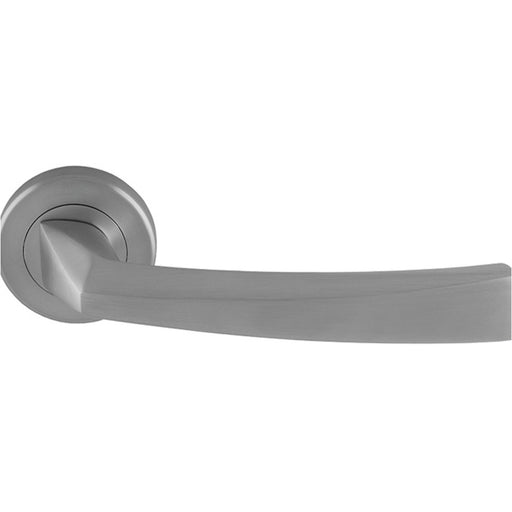 Premium Geometric Slim Door Handle Set - Satin Chrome Designer Lever Round Rose