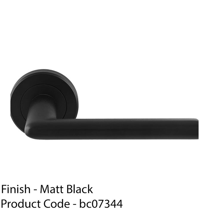 PAIR Matt Black Door Handle Slimline Straight Bar Lever Round Rose Concealed Fix 1