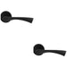 2x PAIR Matt Black Door Handle Angular Twisted Lever On Round Rose Concealed Fix