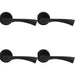 4x PAIR Matt Black Door Handle Angular Twisted Lever On Round Rose Concealed Fix