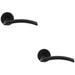 2 PACK PAIR Matt Black Door Handle Flat Arched Style Lever Round Rose Concealed