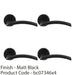 4x PAIR Matt Black Door Handle Flat Arched Style Lever Round Rose Concealed Fix 1