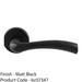 PAIR Matt Black Door Handle Curved Flowing Flared Lever Round Rose Concealed Fix 1