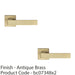 2 PACK Contemporary Flat Door Handle Set Antique Brass Sleek Lever Square Rose 1