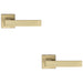 2 PACK Contemporary Flat Door Handle Set Antique Brass Sleek Lever Square Rose