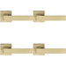 4 PACK Contemporary Flat Door Handle Set Antique Brass Sleek Lever Square Rose