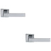 2 PACK Contemporary Flat Door Handle Set Polished Chrome Sleek Lever Square Rose