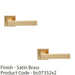 2 PACK Contemporary Flat Door Handle Set Satin Brass Sleek Lever On Square Rose 1