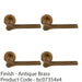 4 PACK Contemporary Flat Door Handle Set Antique Brass Sleek Lever On Round Rose 1