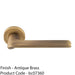 Contemporary Flat Door Handle Set - Antique Brass Smooth Lever On Round Rose 1