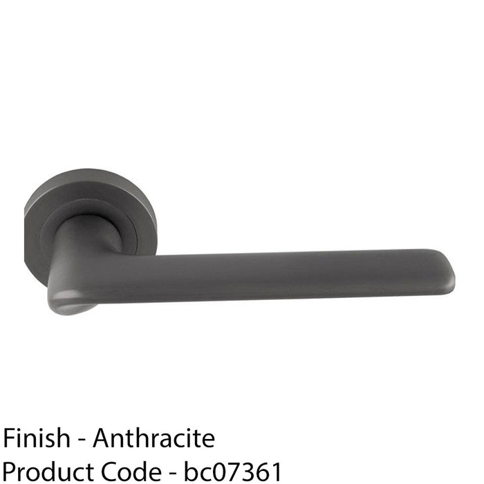 Contemporary Flat Door Handle Set - Anthracite Grey Smooth Lever On Round Rose 1