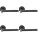 4 PACK Contemporary Flat Door Handle Set Anthracite Grey Smooth Lever Round Rose