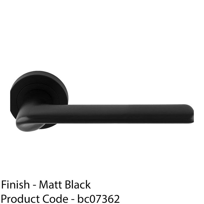 Contemporary Flat Door Handle Set - Matt Black Smooth Lever On Round Rose 1