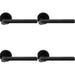 4 PACK Contemporary Flat Door Handle Set Matt Black Smooth Lever On Round Rose