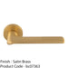 Contemporary Flat Door Handle Set - Satin Brass Smooth Lever On Round Rose 1