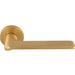 Contemporary Flat Door Handle Set - Satin Brass Smooth Lever On Round Rose