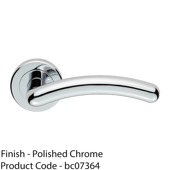 PAIR Arched Round Bar Door Handle On Concealed Fix Round Rose Polished Chrome 1