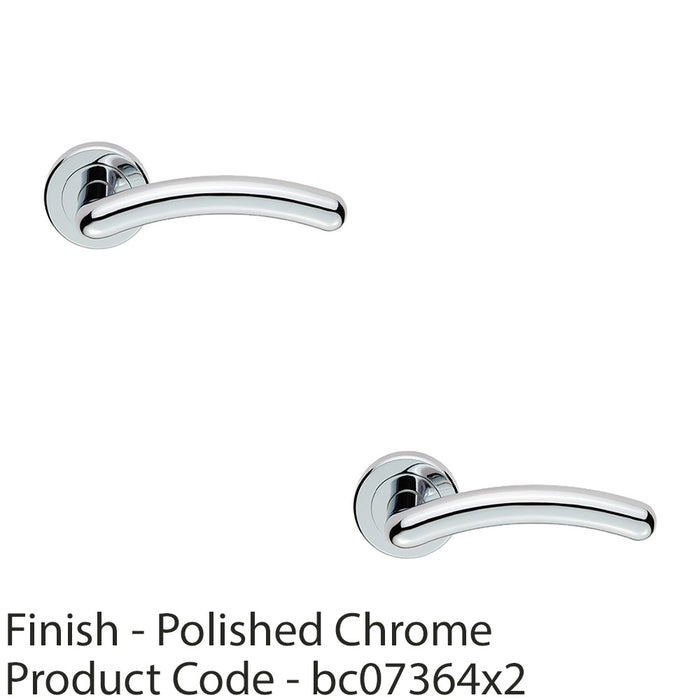 2x PAIR Arched Round Bar Door Handle On Concealed Fix Round Rose Polished Chrome 1