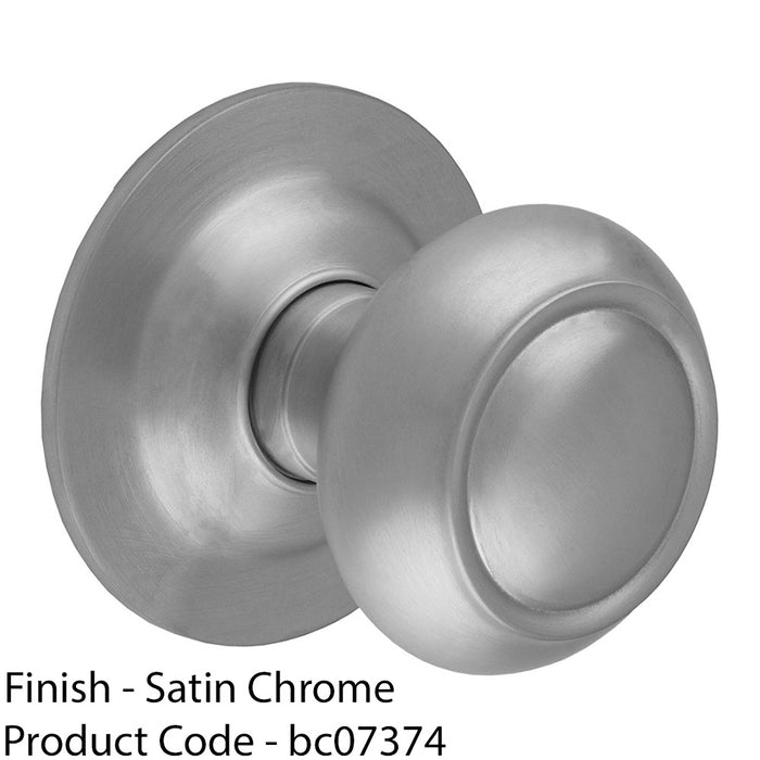 86mm Traditional Centre Front Door Mushroom Knob - Satin Chrome Outdoor Handle 1