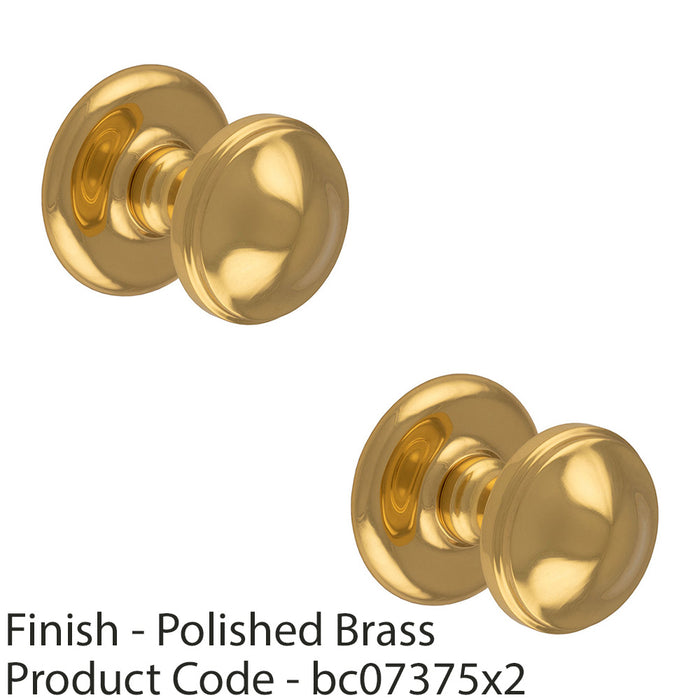 2 PACK 81mm Traditional Centre Front Door Round Dome Knob Polished Brass Outdoor 1