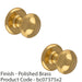 2 PACK 81mm Traditional Centre Front Door Round Dome Knob Polished Brass Outdoor 1