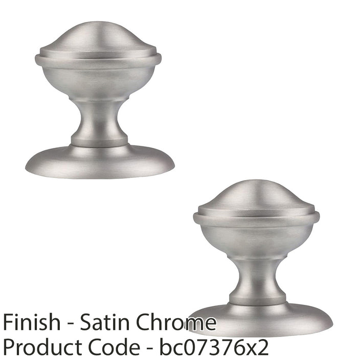 2 PACK 81mm Traditional Centre Front Door Round Knob Satin Chrome Outdoor Handle 1