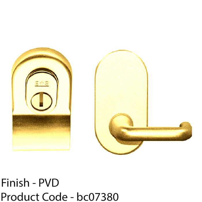 Security Profile Cylinder Latch Pull Handle & Mini Lever Polished Brass 86x54mm 1