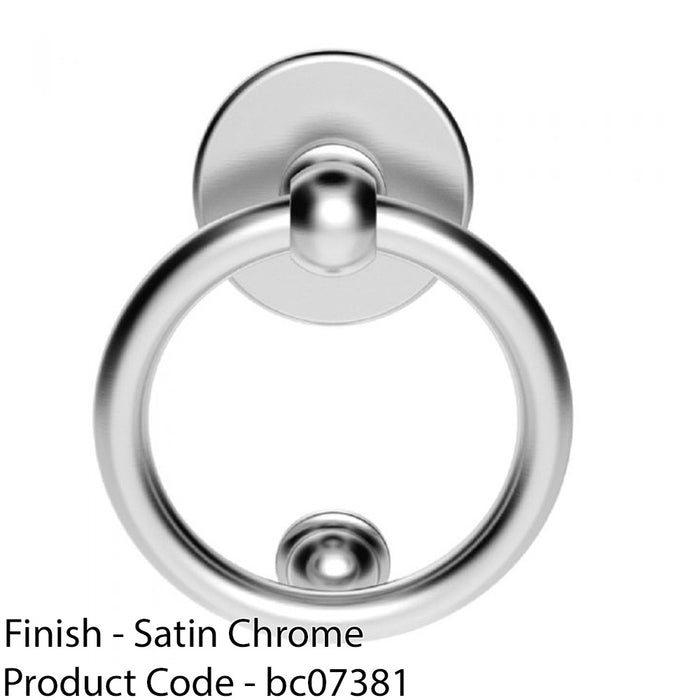 Ring Door Knocker Strike Plate Included 115mm Fixing Centres Satin Chrome 1