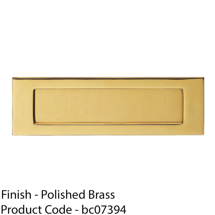 Inward Opening Letter Plate - 254mm x 78mm Polished Brass Plain Door Letterbox 1