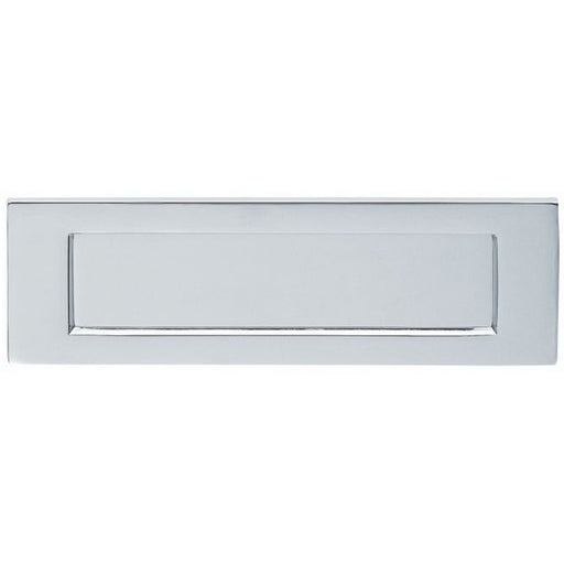 Inward Opening Letter Plate - 306mm x 104mm Polished Chrome Plain Door Letterbox