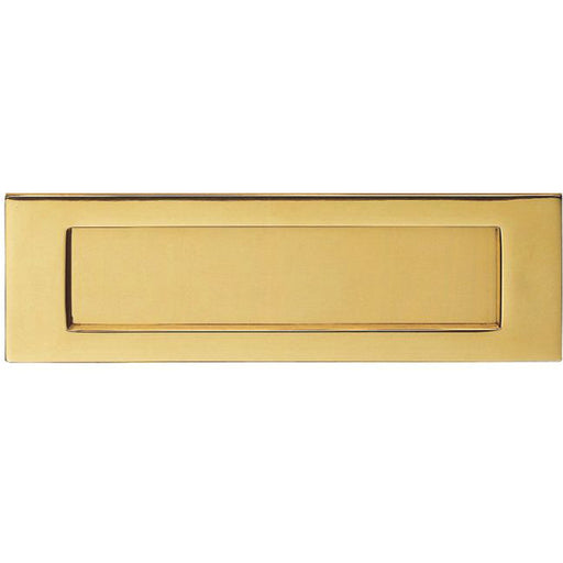 Inward Opening Letter Plate - 359mm x 113mm Polished Brass Plain Door Letterbox