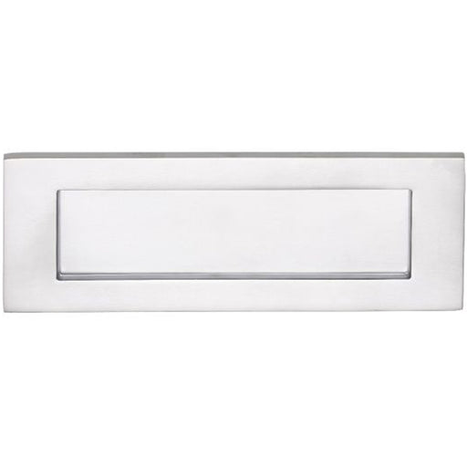 Inward Opening Letter Plate - 359mm x 113mm Satin Chrome Plain Door Letterbox