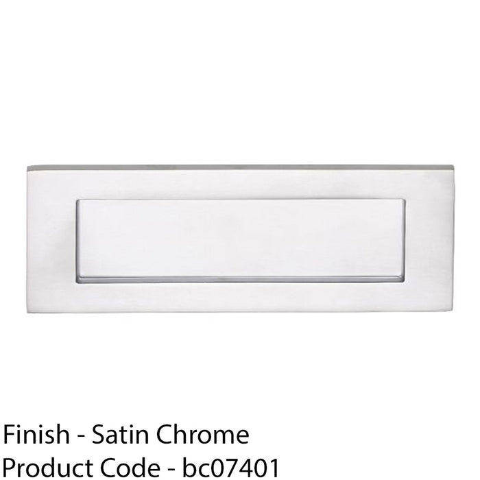 Inward Opening Letter Plate - 405mm x 125mm Satin Chrome Plain Door Letterbox 1