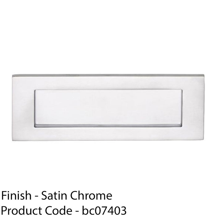 Inward Opening Letter Plate - 282mm x 80mm Satin Chrome Plain Door Letterbox 1