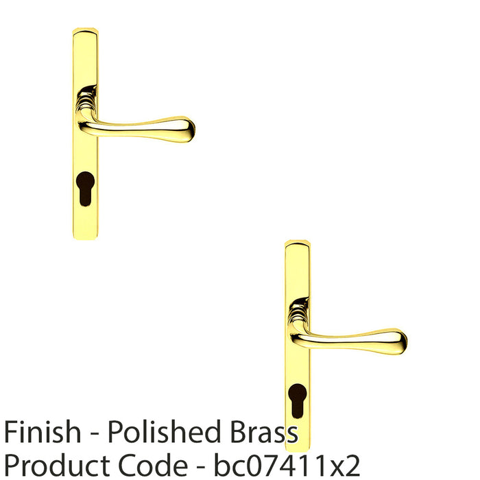 2x Brass Multi-Point Locking Security Door Handle 92mm Centres External Lever 1