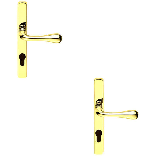 2x Brass Multi-Point Locking Security Door Handle 92mm Centres External Lever